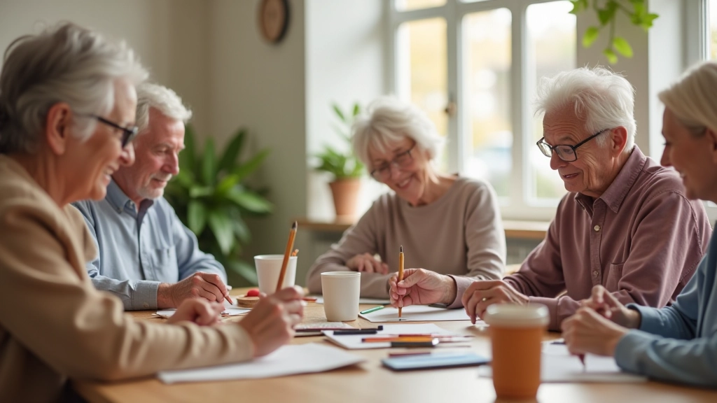 Group of people enjoying creative activities together in a community space