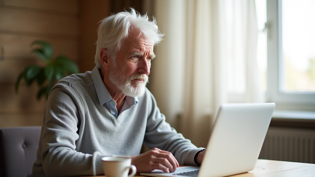Person at desk researching volunteer opportunities on computer in a bright home office setting